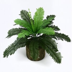 46cm 24 Leaves Tropical Artificial Palm Tree Tropical Persian Leaf Bouquet Silk Fern Plants Foliage For Home Garden Office Decor 1