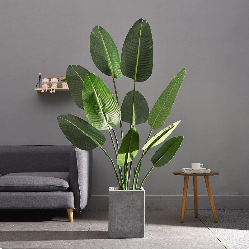 98cm 3pcs Large Artificial Palm Tree Branch Fake Banana Plants Leaves Tropical Monstera Tree Folige For Home Floor Office Decor 6