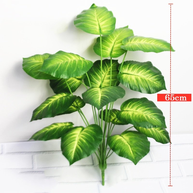 65cm 18 Fork Large Artificial Plants Tropical Monstera Fake Plastic Tree Big Leaves Green False Turtle Leaf For Home Party Decor 1