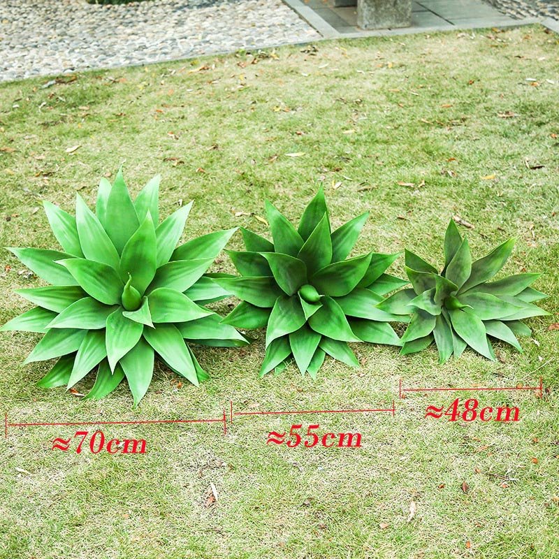 45/50/55cm Tropical Tree Large Artificial Agave Fake Succulent Plants Plastic Leaves Branch Green Aloe For Outdoor Garden Decor 6