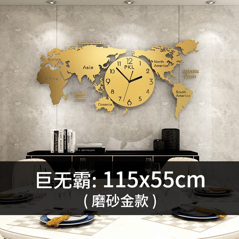 Nordic Luxury Wall Clock Modern Design Living Room Gold Silent Nordic Creative World Map Modern Wall Decoration Items XF20YH 4