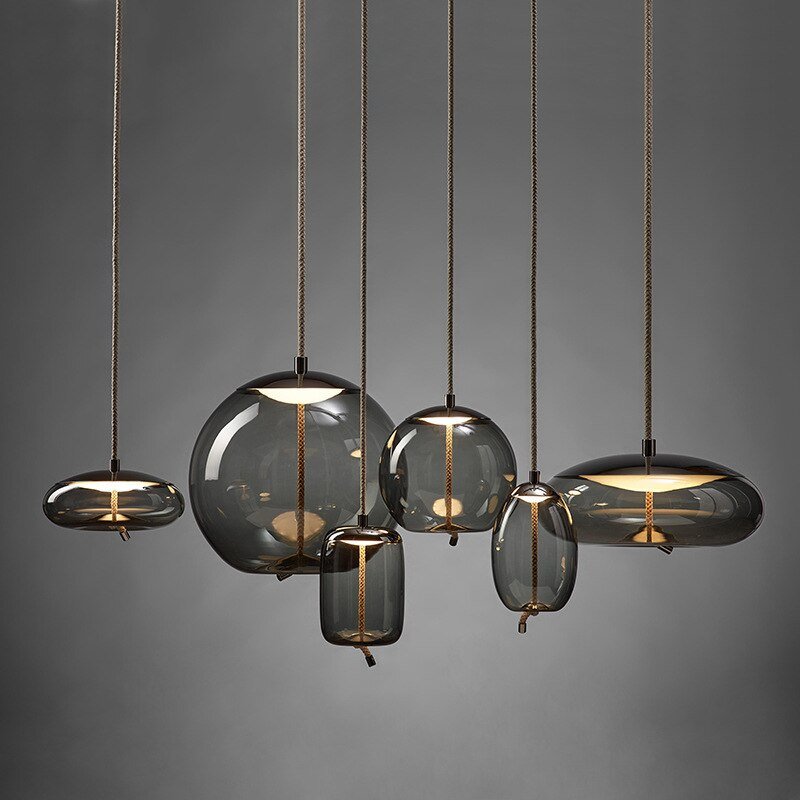 Nordic Designer LED Glass Pendant Lamp Bedside Hemp Rope Hanging Light for Bar Living Room Cafe Loft Indoor Lighting Decor 3