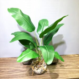 65cm 9Heads Tropical Monstera Artificial Plants Fake Palm Tree Plastic Banana Leaf Branch Water Plant For Home Garden Desk Decor 1
