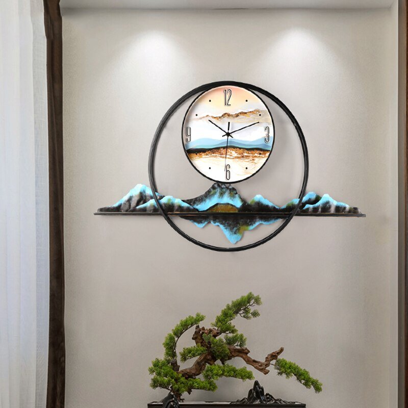 Metal Creative Wall Clock Living Room Chinese Style Digital Large Silent Wall Clock Mechanism Zegar Scienny Home Decor ZP50BG 5