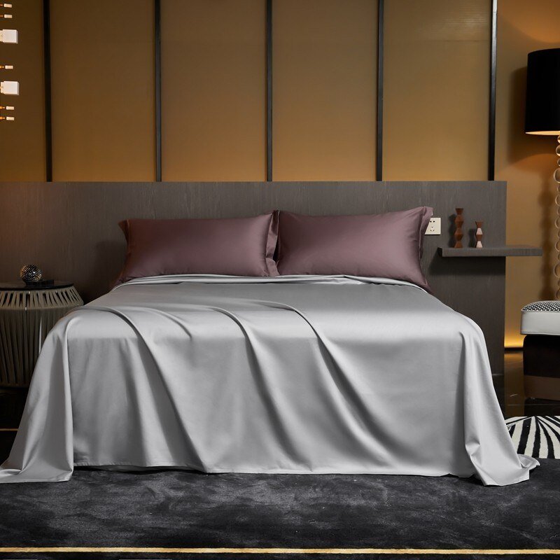 4Pcs Reversible Duvet Cover Set King Queen 100%Egyptian Cotton Satin Solid Color Bedding Set Ultra Soft Bed Sheet set Pillowcase 3