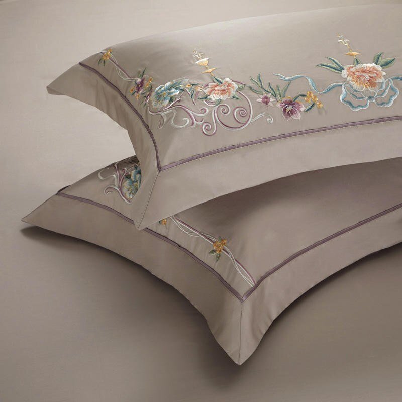 Premium 600TC Egyptian Cotton Soft Silky Duvet Cover set Luxury Embroidery Flowers Botanical Bedding set Bed Sheet Pillowcases 6