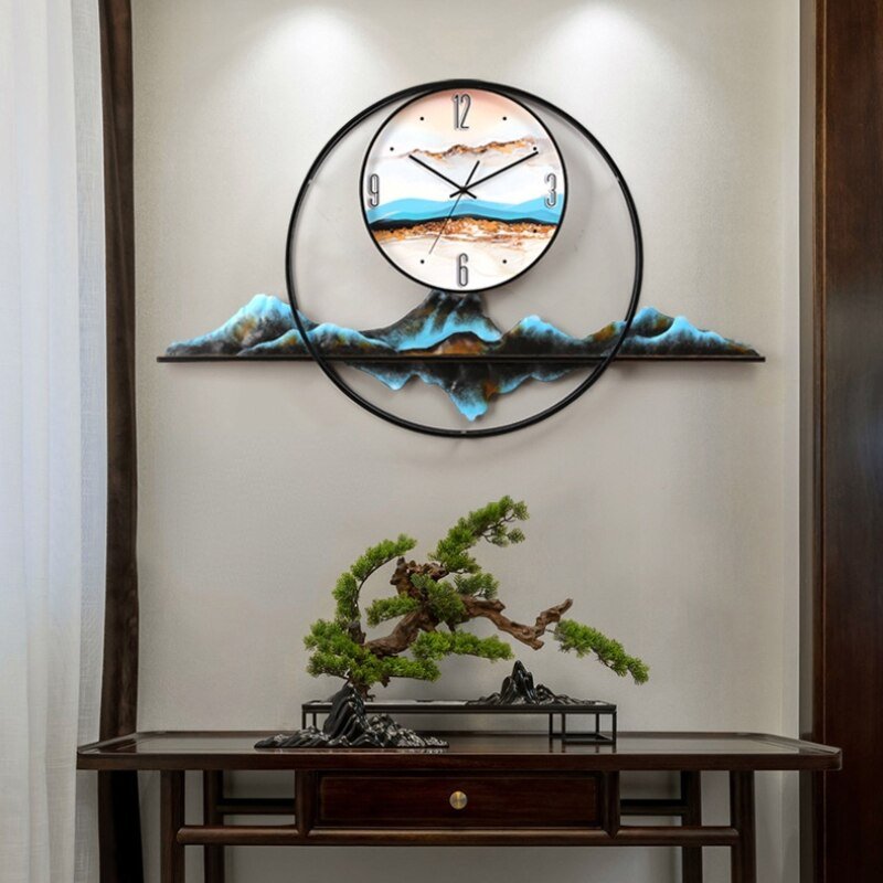 Metal Creative Wall Clock Living Room Chinese Style Digital Large Silent Wall Clock Mechanism Zegar Scienny Home Decor ZP50BG 4