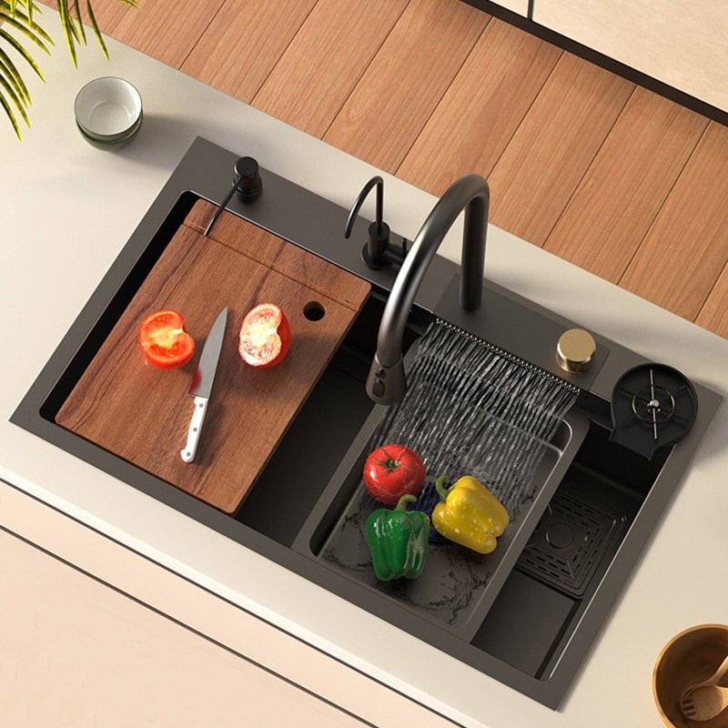Stainless Steel Kitchen Sink Large Single Slot Undercounter Topmount Wash Basin Bowl Drain Accessories Set for Kitchen Fixture 1