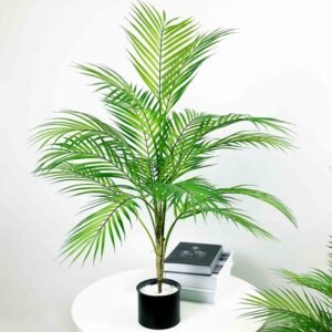 80-98cm Tropical Artificial Palm Tree Large Fake Plants Branch Real Touch Palm Leaves Plastic Monstera for Home Office Decor 1