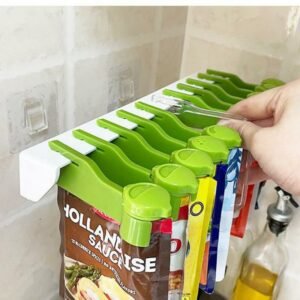 6/10 Holes Spice Bag Holder Set Seasoning Organizer Storage Rack with Dispenser Sealed Clip Kitchen Cabinet Wall Mounted Hanging 1