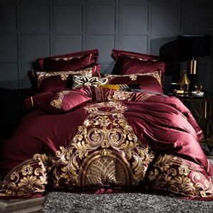 1000TC Luxury Grey and Red Egyptian Cotton US King Duvet Cover Set Bed Sheet Pillow shams  Bedding set King Queen size 4/6Pcs 1