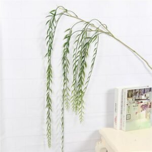 145cm Fake Willow Leaves Artificial Tree Branch Plastic Plants Long False Rattan Green Wall Hanging Leaf For Home Outdoor Decor 1