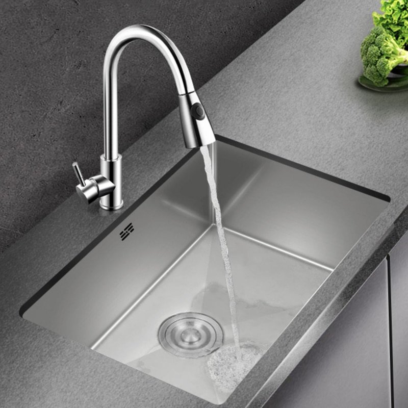 Small Gray Kitchen Sink Above Counter or Undermount 304 Stainless Steel Single Bowl Washing Basin Drain Accessories for Kitchen 2
