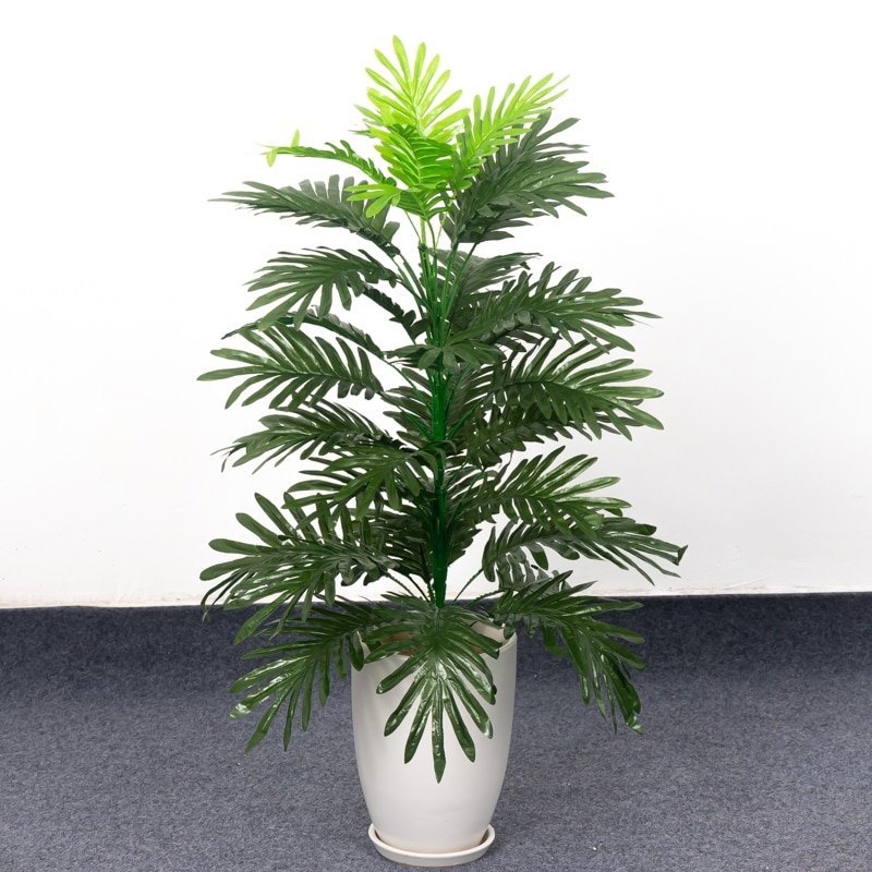 90cm Large Artificial Palm Tree Fake Plants Silk Monstera Leaves Tropical Fan Leafs Tall Coconut Tree Branch For Home Room Decor 4