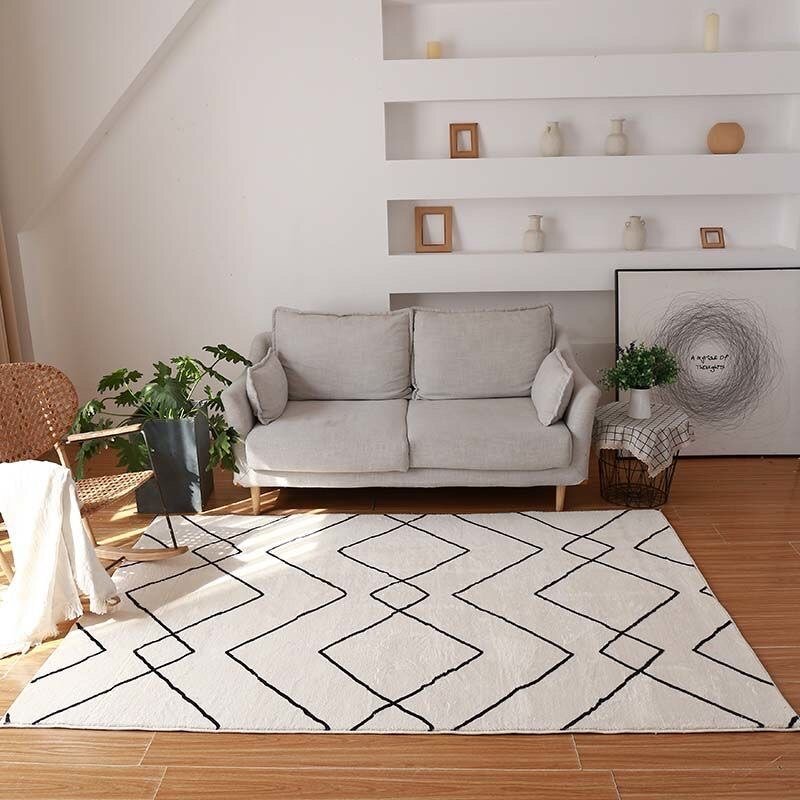 Moroccan Style Living Room Decoration Carpet Ins Simple Bedroom Bedside Soft Carpets Light Luxury Office Room Study Non-slip Rug 4