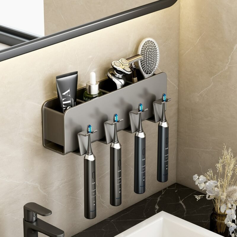 Toothbrush Holder Bathroom Storage Organizer Aluminum Alloy Bathroom Accessories Toothbrush Holder 2