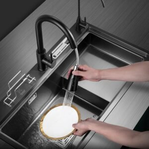 Stainless Steel Kitchen Sinks Dark Grey Single Bowel Kitchen Sink Above Counter and Udermount Vegetable Washing Basin Bowl Bar 1