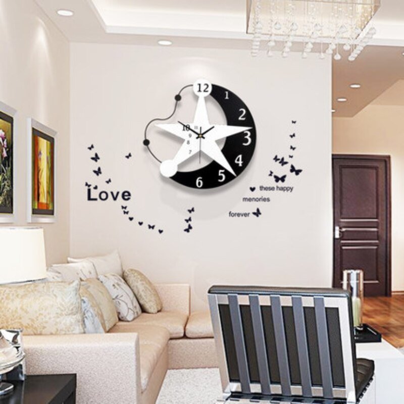 Creativity Giant Wall Clock Living Room Large Silent Wooden Wall Clock Mechanism Modern Design Reloj Pared Grande Wall Decor 3