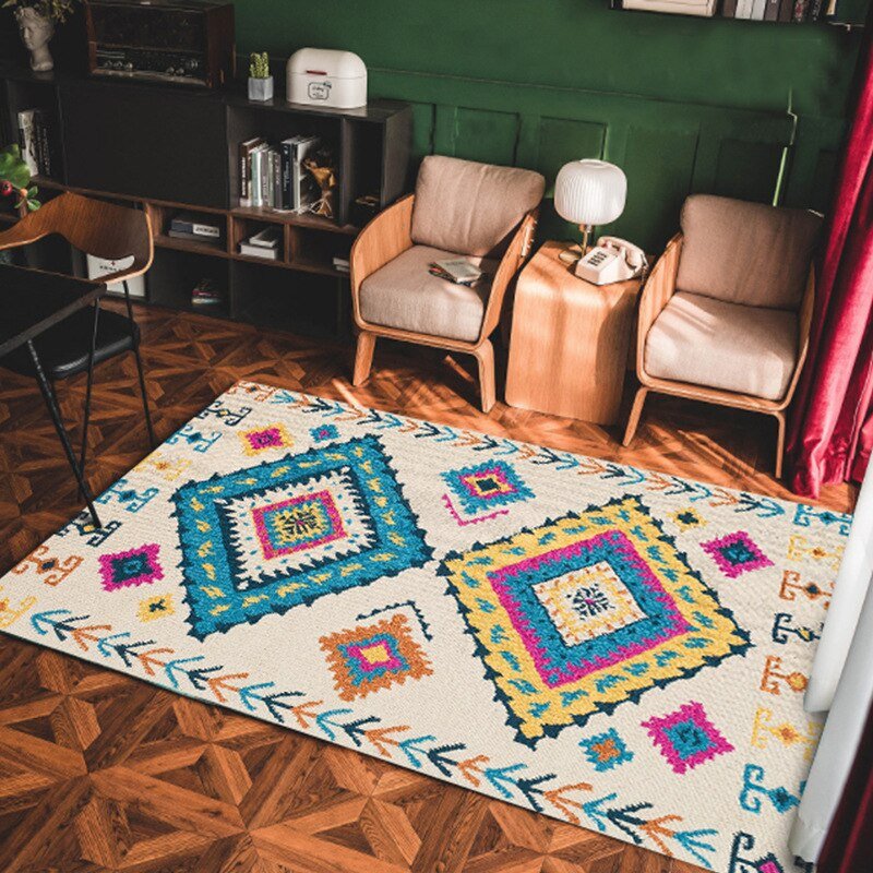 Bohemian Retro Carpet Geometric Printing Non-slip Floor Mats Living Room Bedroom Home Decoration Mat Household Prayer Carpets 6