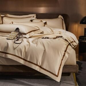 Chic Wide edge Solid Color Duvet Cover Set 1000TC Cotton Ultra Soft Bedding Set Bed Sheet Pillowcases Double Queen King 4/6Pcs 1