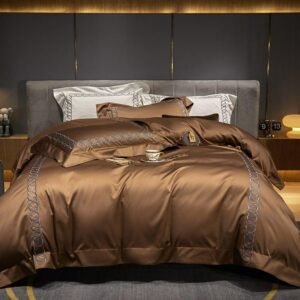 Bronze Vintage Luxurious Embroidery 1000TC Egyptian Cotton Ultra Soft Premium Quality 4Pcs Duvet Cover Bed Sheet Pillowcases 1
