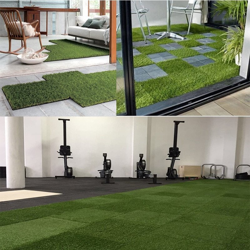 5pcs Artificial Grass Lawn Fake Turf Outdoor Simulated Ground Plants Carpet Square Floor Lawns For Home Garden Wedding DIY Decor 3
