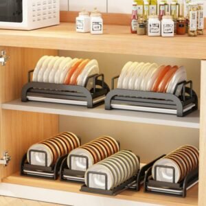 1/2 Tier Pull-out Bowl Dish Drying Rack Drainer with Drainboard Kitchen Sink Cabinet Cupboard Organizer Plate Tableware Storage 1