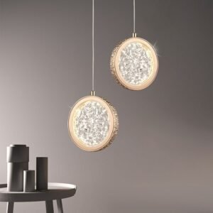 Modern LED Round Pendant Lights Crystal Hanging Lamps Gold Bedside Lighting Decoration Bedroom Luxury Droplight 1
