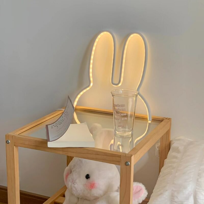 Rabbit Night Lights LED Lamp Cute Animal LED Night Lamp Kids Baby Beside Table Lamp Bedroom Nightlight Holiday Gifts 5