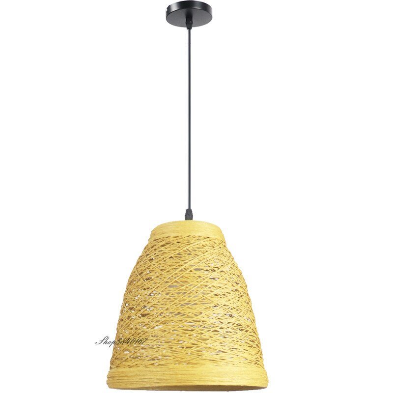 Modern Hemp Rope Pendant Lights Rattan Handmake Pendant Lamp for Living Room Hanging Lamps Deco Dining Room Suspension Luminaire 6