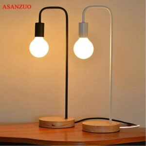Creative Nordic Wooden Table Lamp LED Simple Iron Desk Lamp Eye Protection Reading Lamp Living Room Bedroom Home Decor Lighting 1