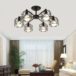 Retro Vintage Industry American Country Iron Cage Ceiling Plate Light Balcony Kitchen Dinning Room Modern Home Decor Lighting 1