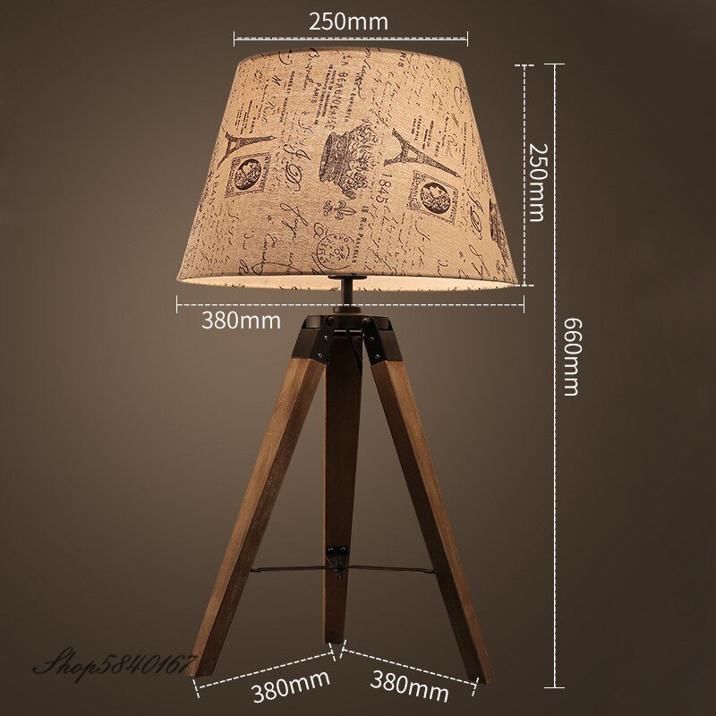Vintage Table Lamp Wood Eiffel Tower Fabric Table Lamps for Living Room Beside Table Lights Art Deco Bed Lamp Table Decorative 5