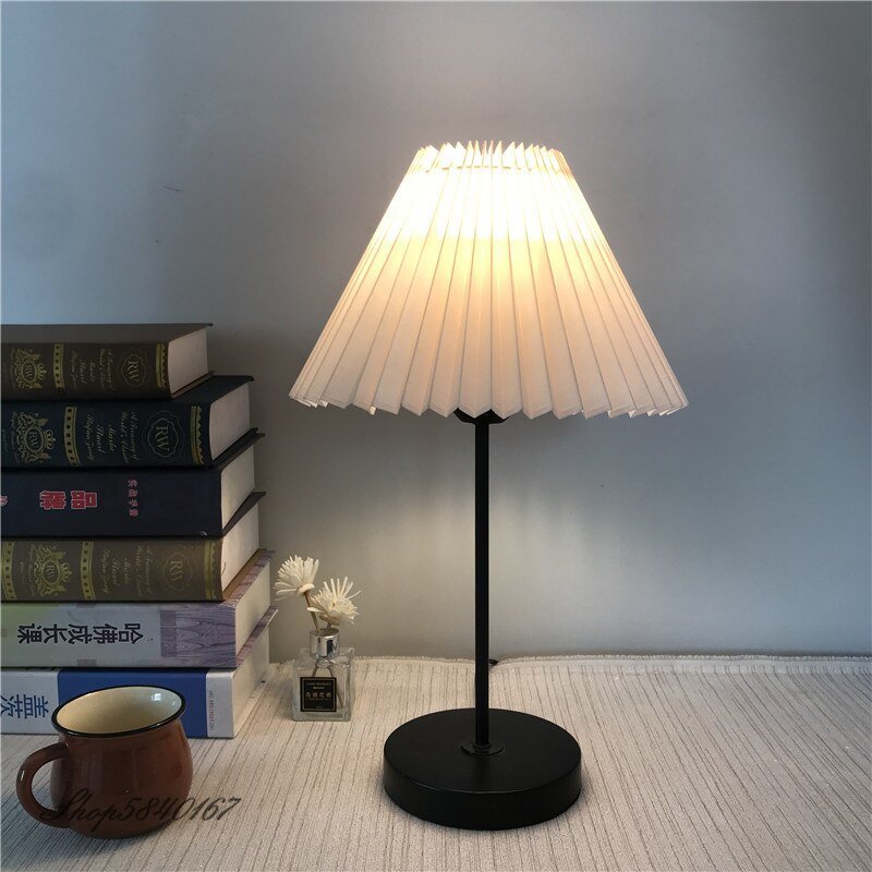 New Pleats Lampshade for Table Lamp Standing Floor Lamps Korean Style Pleated Lampshade Cute Desk Lamp Shade Bedroom Lamps E27 4