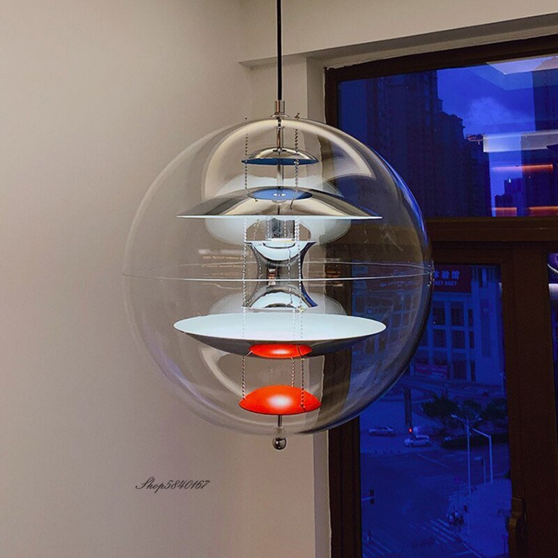 Nordic Transparent Globe Pendant Lights Acrylic Ball Lustre Led Hanglamp Living Room Decoration Cafe Restaurant Light Fixtures 4