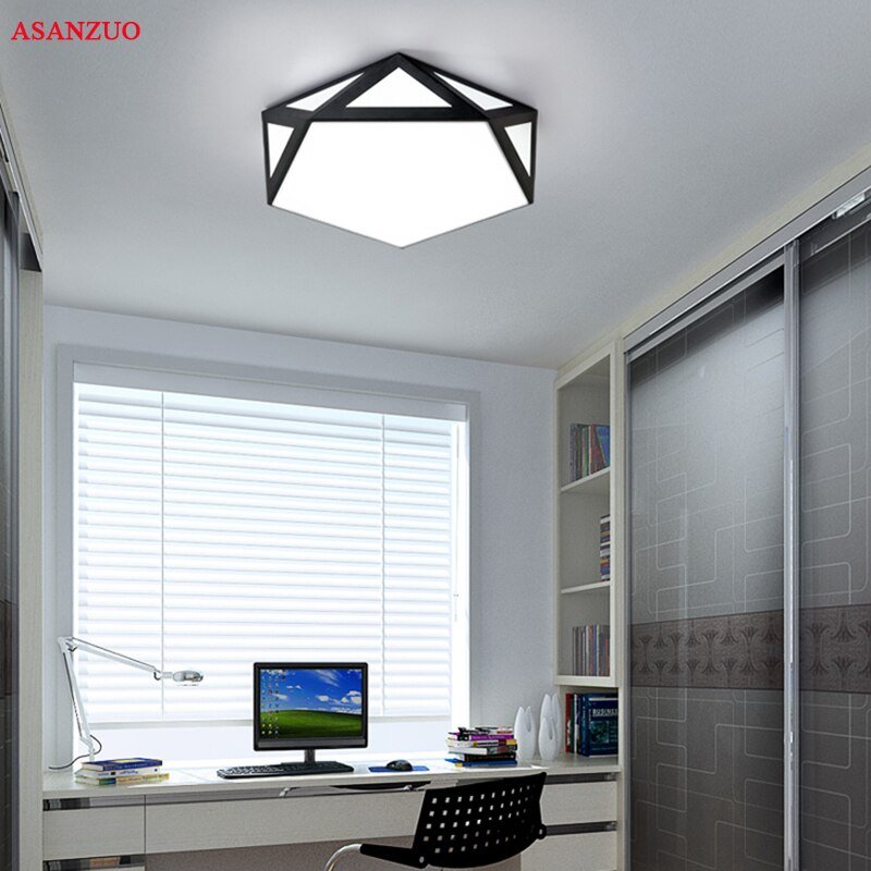 Black White Modern Minimalism LED Ceiling Lamp Art Creative Geometrical Ceiling Light For Bedroom Living Room 4