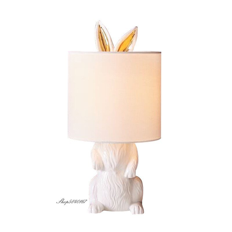 Modern Animal Table Lamp Resin Masked Bunny Desk Lamp for Study Living Room Bedroom Light Decor E27 Fixture Creative Beside Lamp 6
