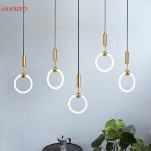 Luxury Gold pendant lights Modern living room Restaurants bedroom bedside  hanging lamp Ring lighting fixture 1