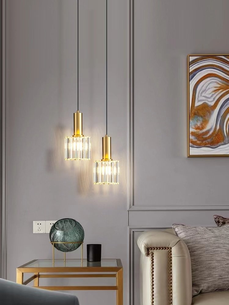 Crystal Pendant Light Modern Kitchen Island Lighting Gold Black Chandelier for Dining Bedroom Bedside Hang Lamp 1