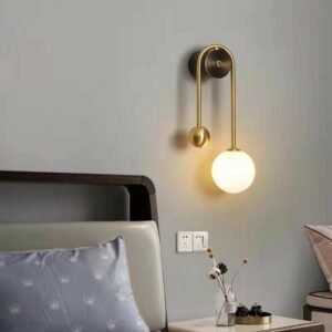 Modern Glass Ball Lampshade LED Wall Lamp Gold Home Decor Living Room Bedroom Sconce Nordic Luminaire Light 1