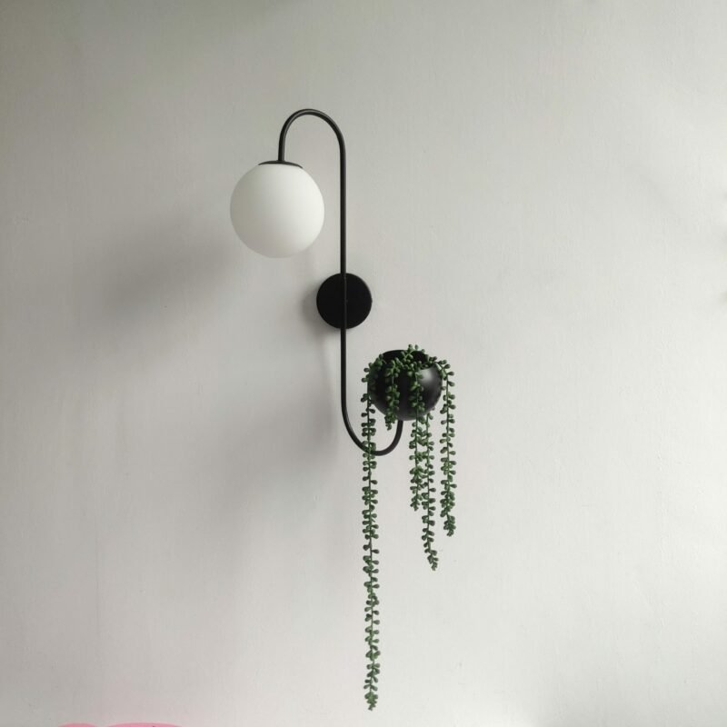 New plant wall lamp living room bedroom bedside bar restaurant club hotel iron glass aisle decoration lamp 3