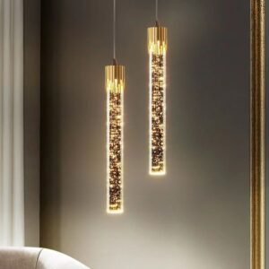Modern Luxury Crystal LED Pendant Lamps Home Decor Bedside Hanging Light Gold Black Bedroom Kitchen island Restaurant Chandelier 1