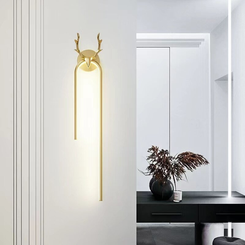 Led wall lamp indoor light luxury deer head wall lamps Gold art decor modern home living room corridor bedside lamp 4