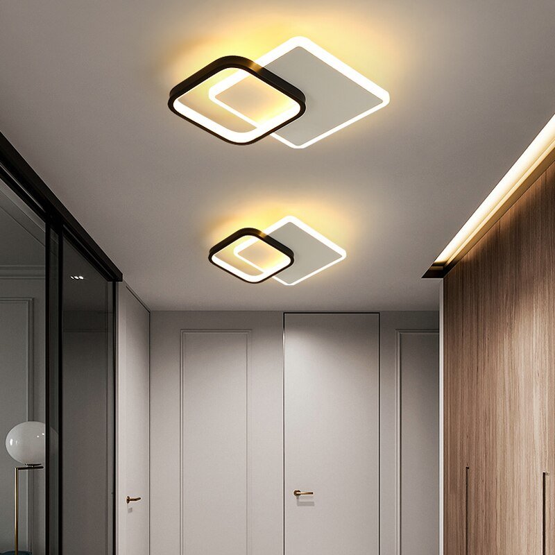 Small Modern LED Aisle Ceiling Lamp 2 Rings Creative Nodic Home Decor Lustre Entrance Corridor Balcony Lights 2