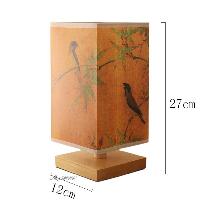 Vintage Chinese Style Wooden Table Lamp Retro Landscape Painting Desk Lamp Lights for Room Decoration Personality Beside Lamp 6