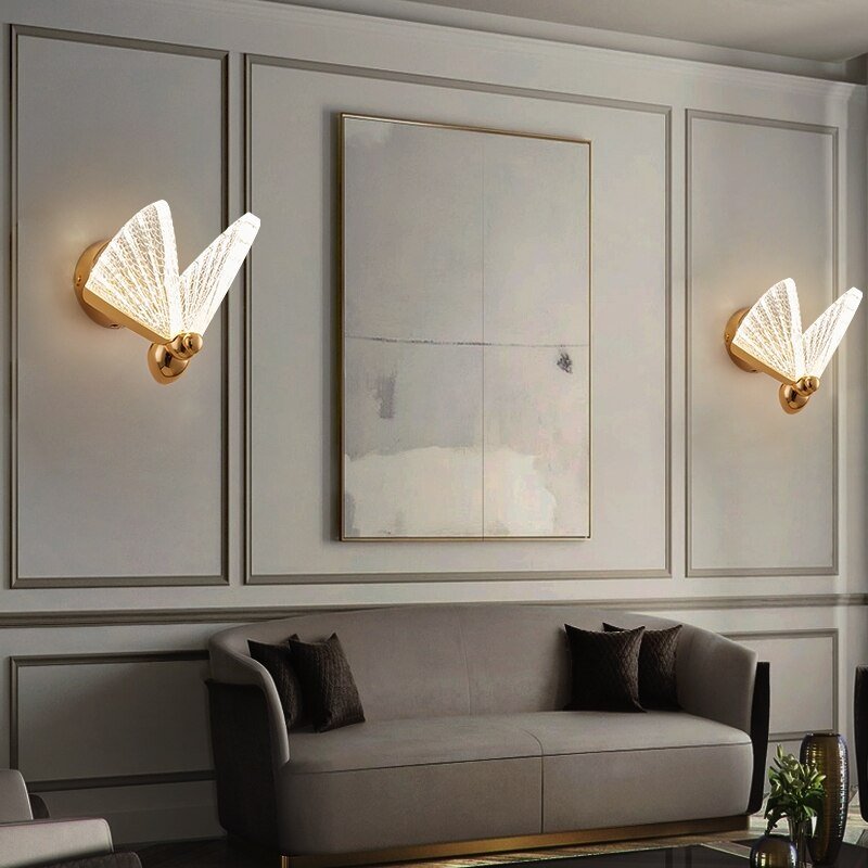 Modern LED Butterfly Wall Lamp Nordic Indoor Lighting Staircase Bedroom Bedside Home living room Background wall sconce Decor 2