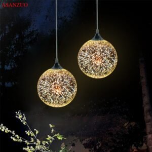 Modern Pendant Light 3D Fireworks Colorful Plated Glass Ball Decorated Bar Dining Kitchen Hanging Lamp 1