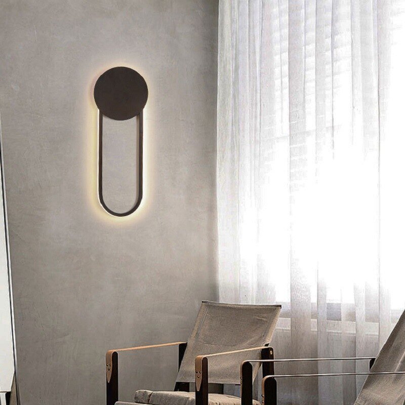Modern LED Wall Light Gold Indoor Decor Sconce Long Strip Ring Nordic Living Room Kitchen Hall Bedroom Lamp 2