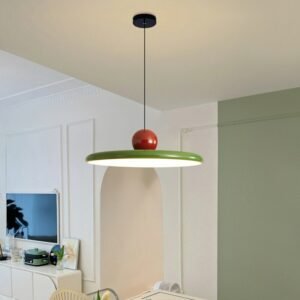 Nordic Color-block Pendant Lights Minimalist Iron Disc Lustre Restaurant Led Chandeliers Living Room Dining Room Loft Hanglamp 1