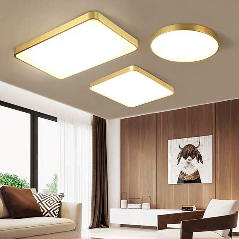 All Copper Round ceiling lights Modern Square led ceiling lamp simple living room bedroom aisle porch balcony Lighting fixture 1